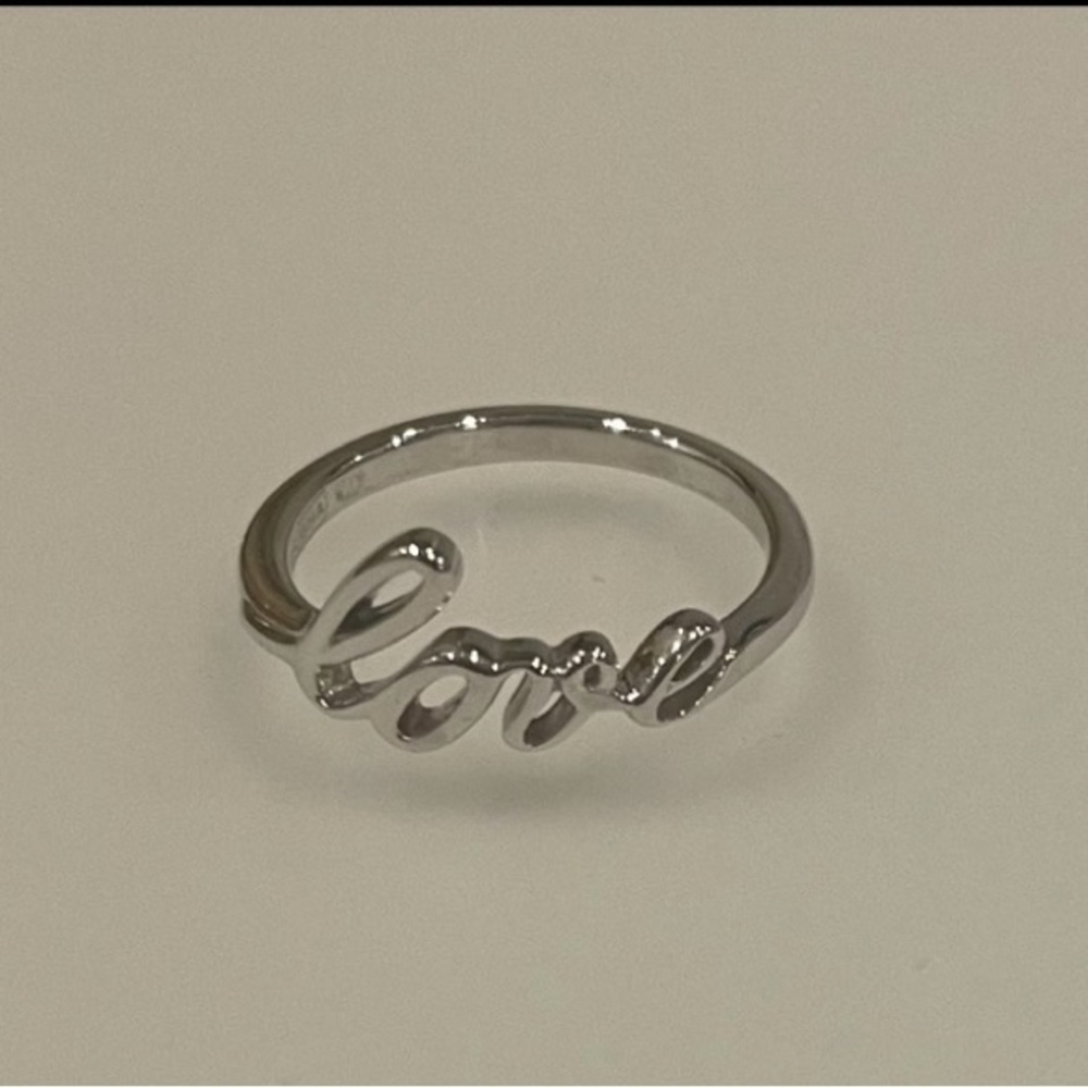 Sterling Silver (925) Heart Script Ring